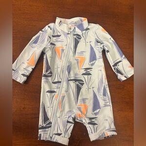 Carter's Nautical Swim Romper - Blue and Orange